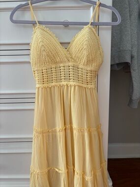 Yellow Crochet-Top Dress - Women's Summer Dress